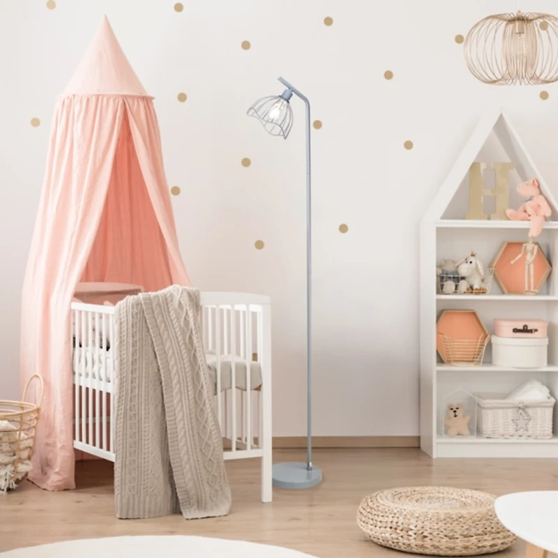 Metal Wavy Wire Cage Floor Lamp