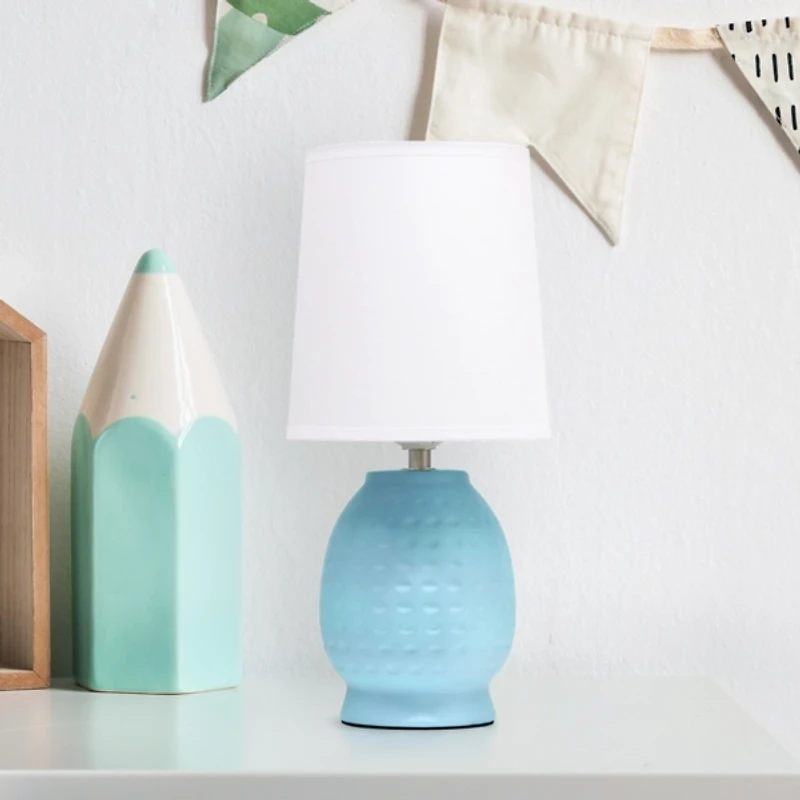 Blue Dimpled Ceramic Petite Table Lamp