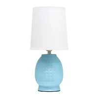 Blue Dimpled Ceramic Petite Table Lamp