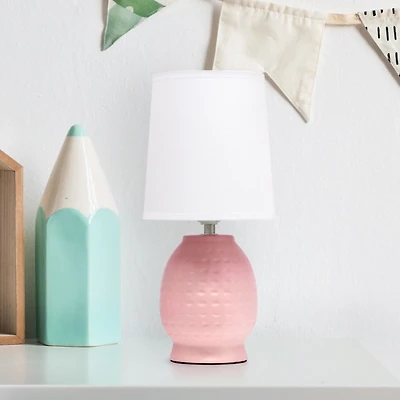 Pink Dimpled Ceramic Petite Table Lamp