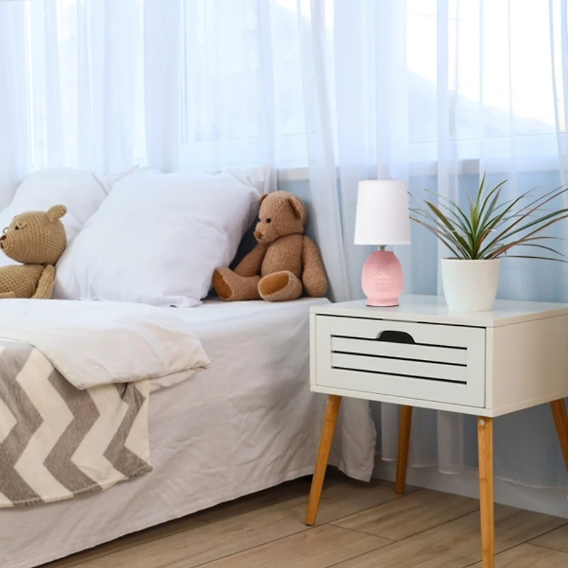 Pink Dimpled Ceramic Petite Table Lamp