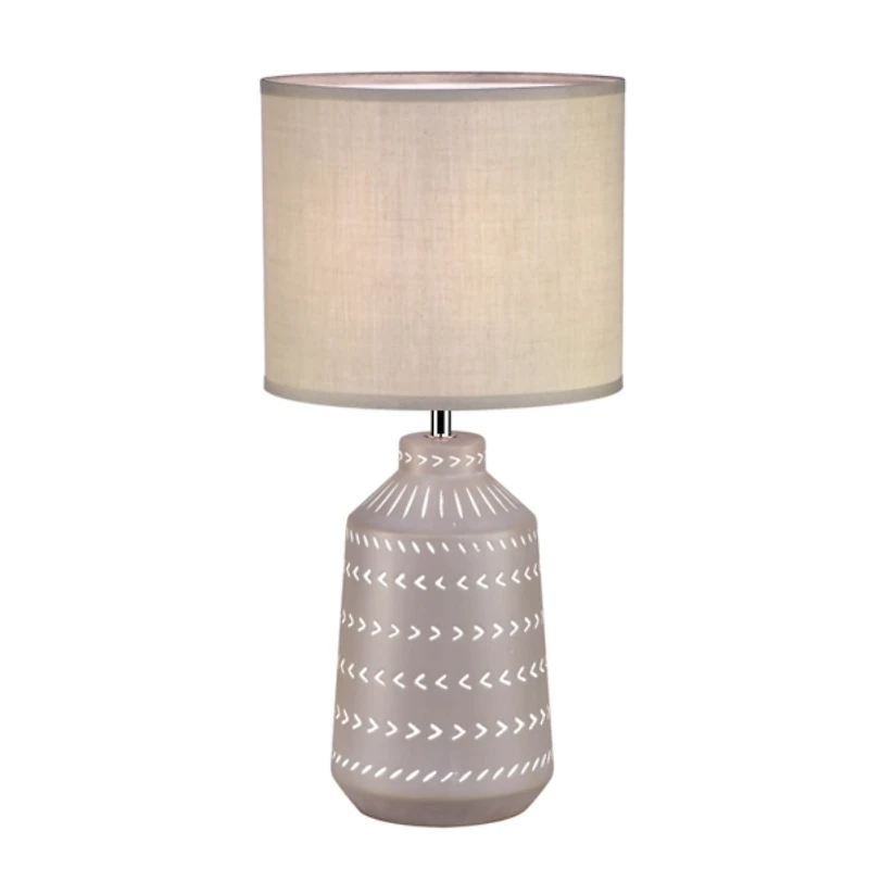 Gray Ceramic Boho Pattern Table Lamp