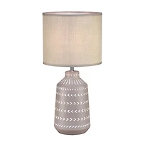 Gray Ceramic Boho Pattern Table Lamp