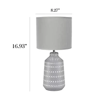 Gray Ceramic Boho Pattern Table Lamp