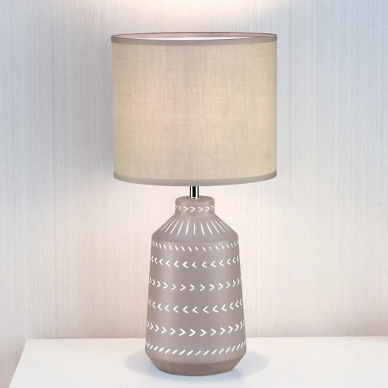 Gray Ceramic Boho Pattern Table Lamp