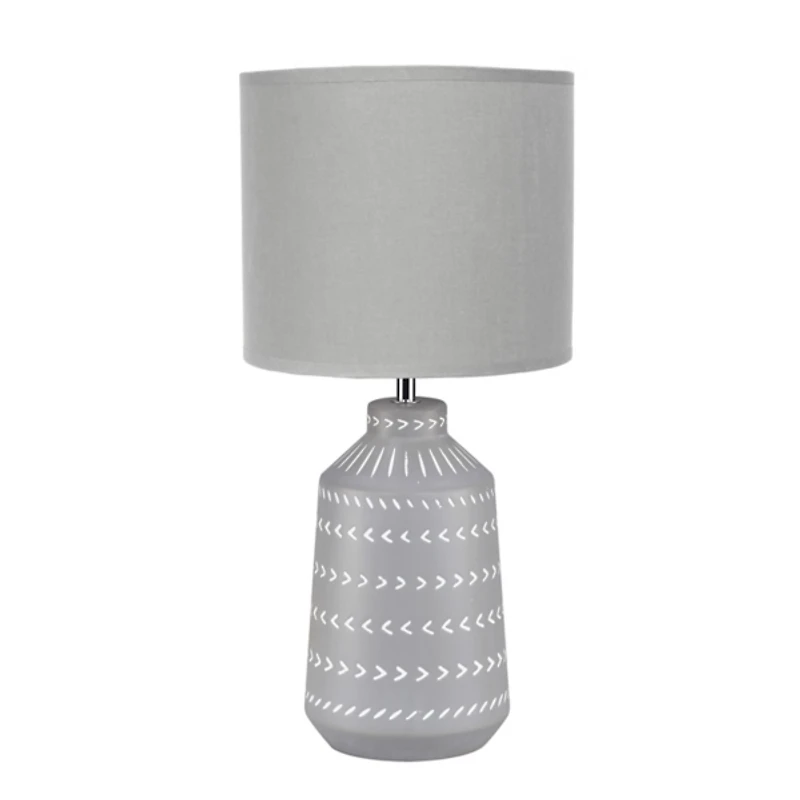 Gray Ceramic Boho Pattern Table Lamp