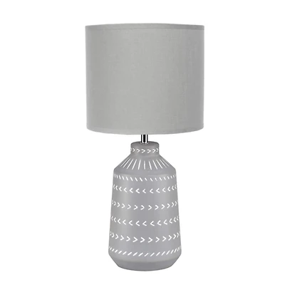 Gray Ceramic Boho Pattern Table Lamp
