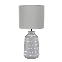 Gray Ceramic Boho Pattern Table Lamp
