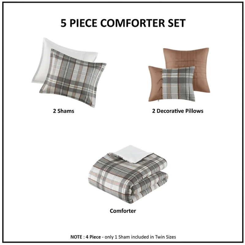 Gray Plaid Liam 4-pc. Twin/Twin XL Comforter Set