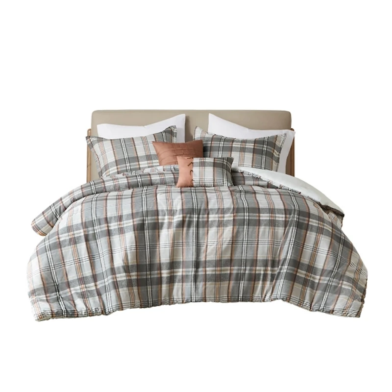 Gray Plaid Liam 5-pc. Full/Queen Comforter Set