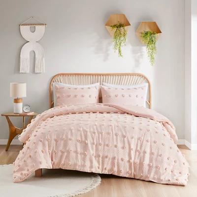 Pink Jacquard Full/Queen 3-pc. Duvet Cover Set