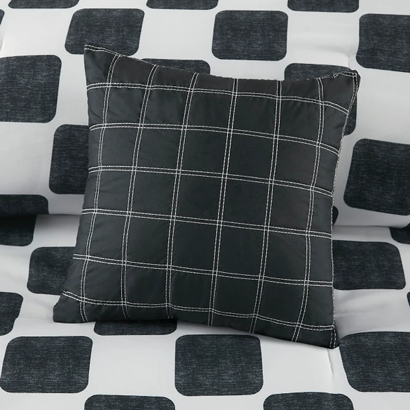 Black Checkered Twin/Twin XL 4-pc. Comforter Set