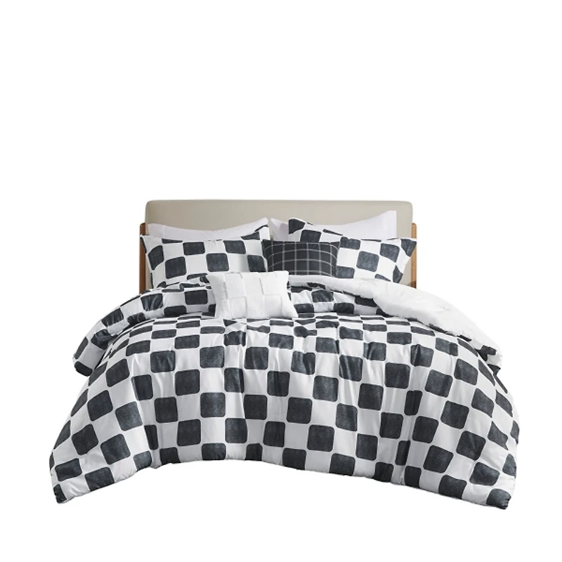 Black Checkered Twin/Twin XL 4-pc. Comforter Set