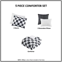 Black Checkered Full/Queen 5-pc. Comforter Set
