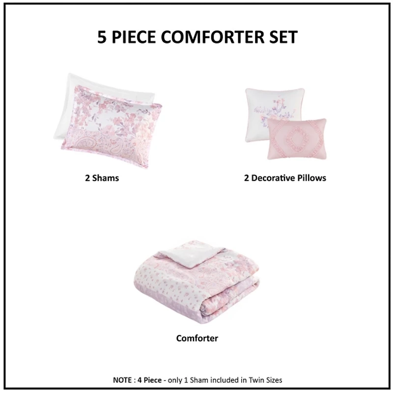 Pink Paisley Twin/Twin XL 4-pc. Comforter Set