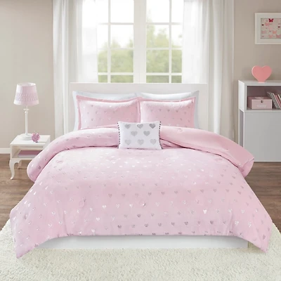 Pink Hearts Kids Full/Queen 4-pc. Comforter Set