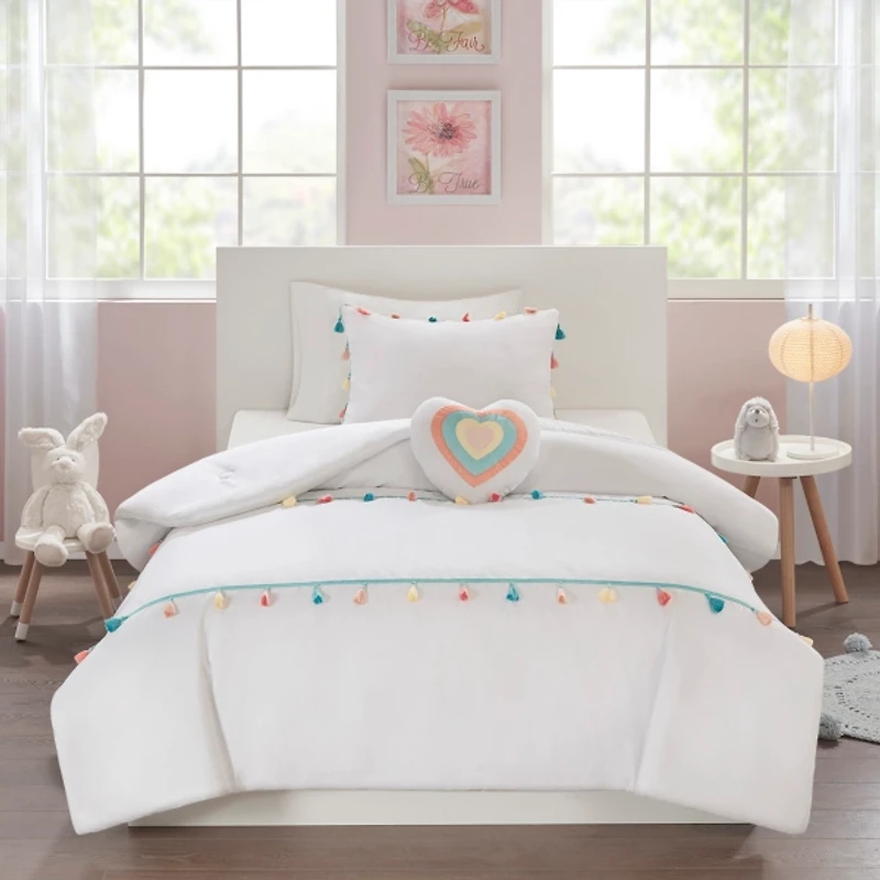 White Tassel Kids Twin 3-pc. Comforter Set