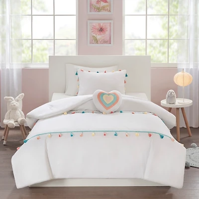 White Tassel Kids Twin 3-pc. Comforter Set