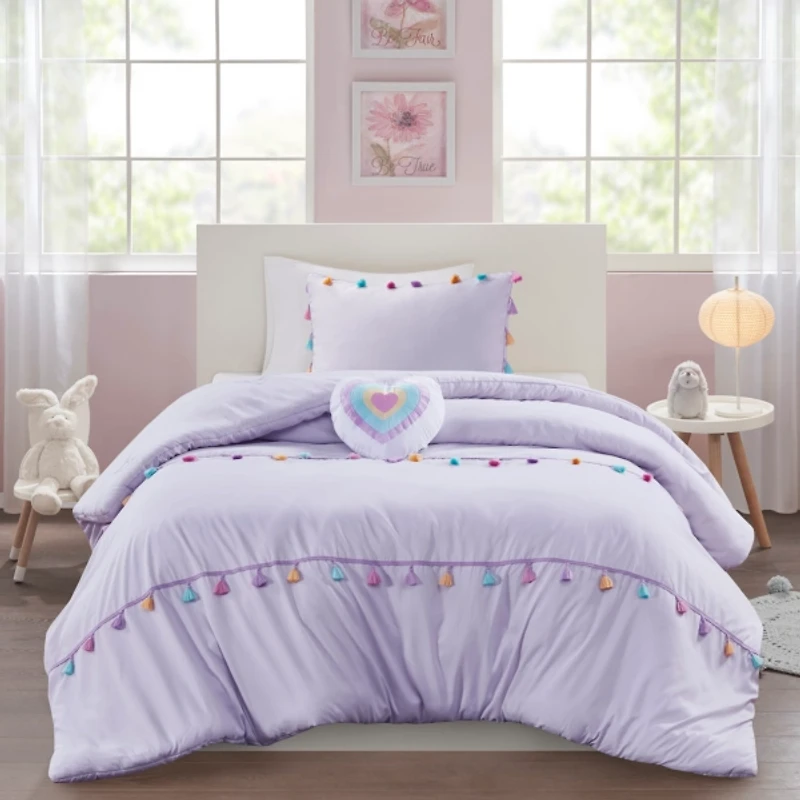 Purple Tassle Kids 3-pc. Twin Comforter Set