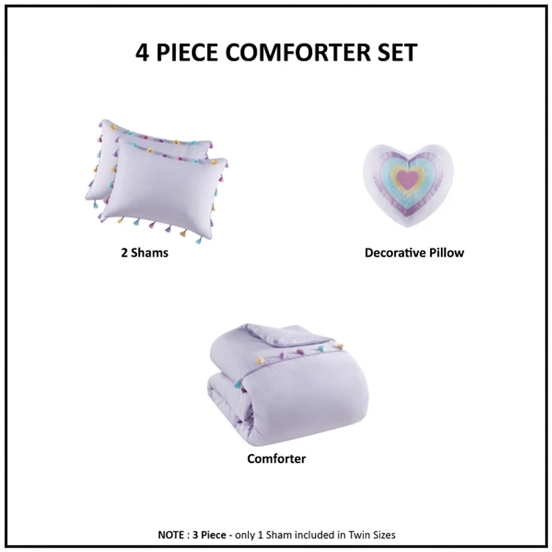 Purple Tassel Kids 4-pc. Full/Queen Comforter Set