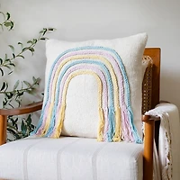 Rainbow with Fringe Throw Pillow