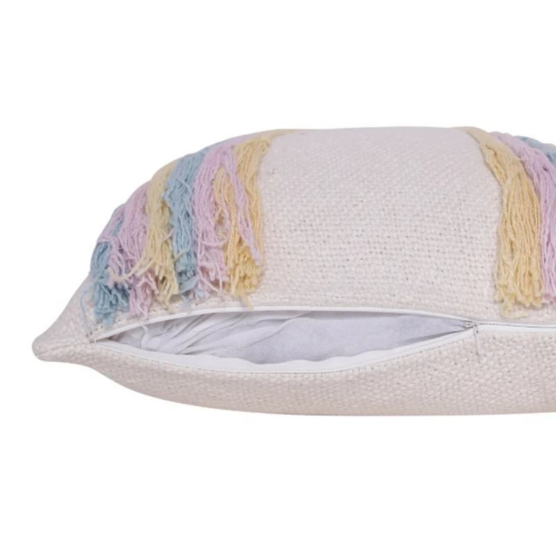 Rainbow with Fringe Throw Pillow