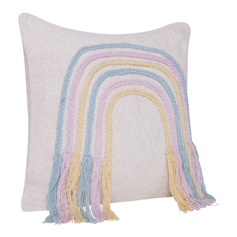 Rainbow with Fringe Throw Pillow