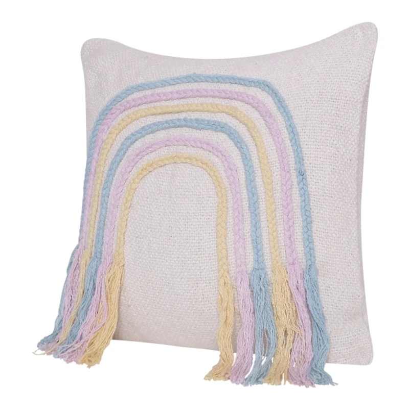 Rainbow with Fringe Throw Pillow