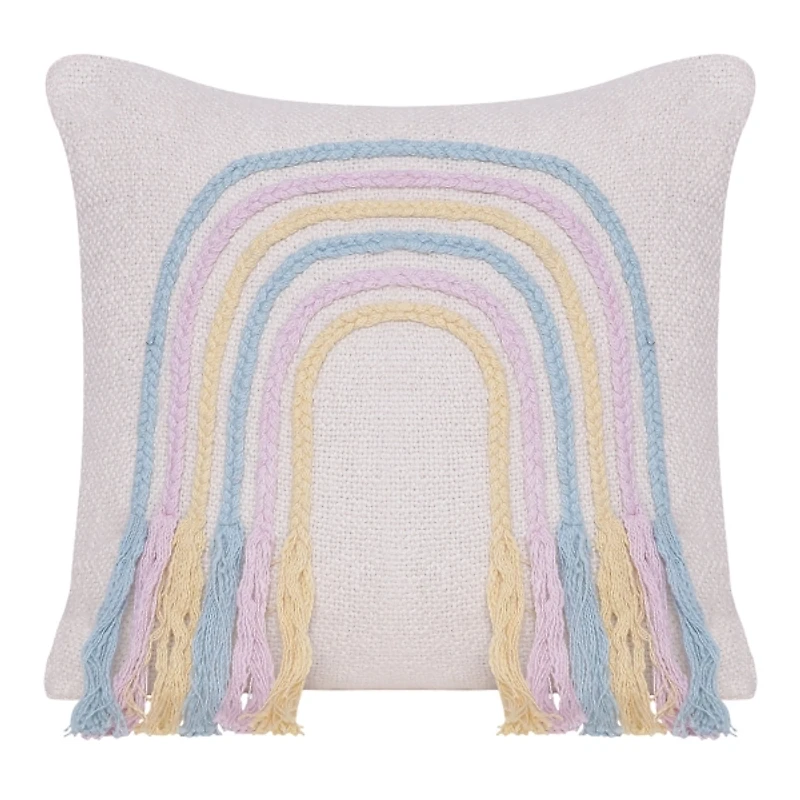 Rainbow with Fringe Throw Pillow
