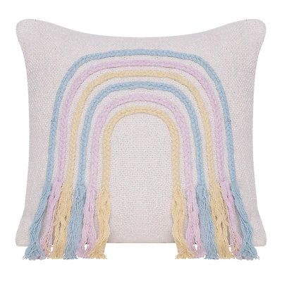 Rainbow with Fringe Throw Pillow
