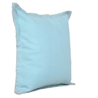 Solid Blue Embroidered Edge Pillow