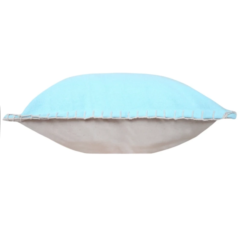 Solid Blue Embroidered Edge Pillow