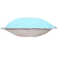 Solid Blue Embroidered Edge Pillow