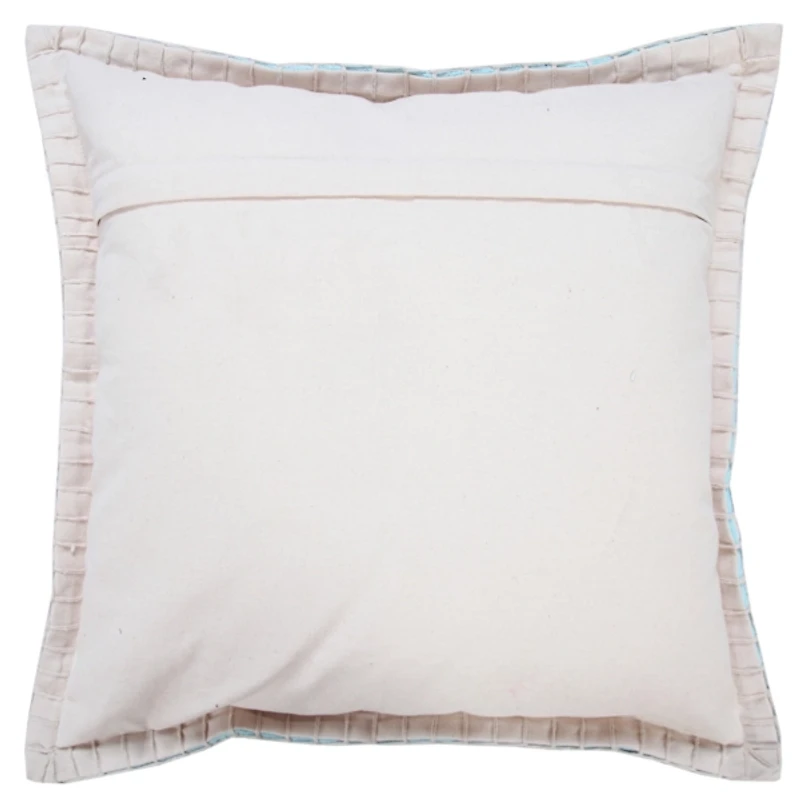 Solid Blue Embroidered Edge Pillow