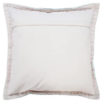 Solid Blue Embroidered Edge Pillow