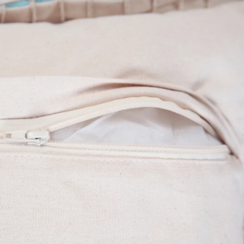 Solid Blue Embroidered Edge Pillow