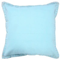 Solid Blue Embroidered Edge Pillow