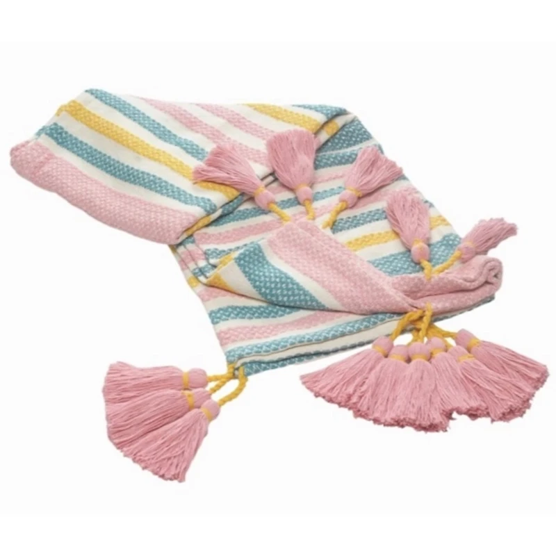 Rainbow Handwoven Tassel Throw