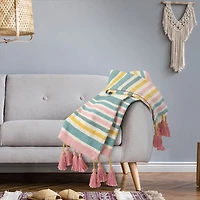 Rainbow Handwoven Tassel Throw