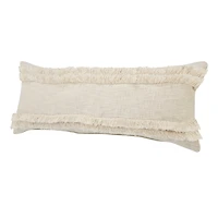 Cream Textured Fringe Lumbar Pillow