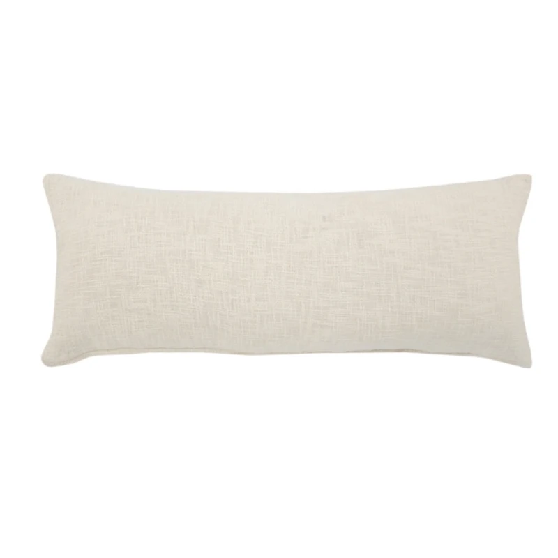 Cream Textured Fringe Lumbar Pillow