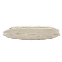 Cream Textured Fringe Lumbar Pillow