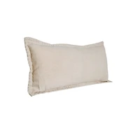 Beige Embroidered Edge Lumbar Pillow