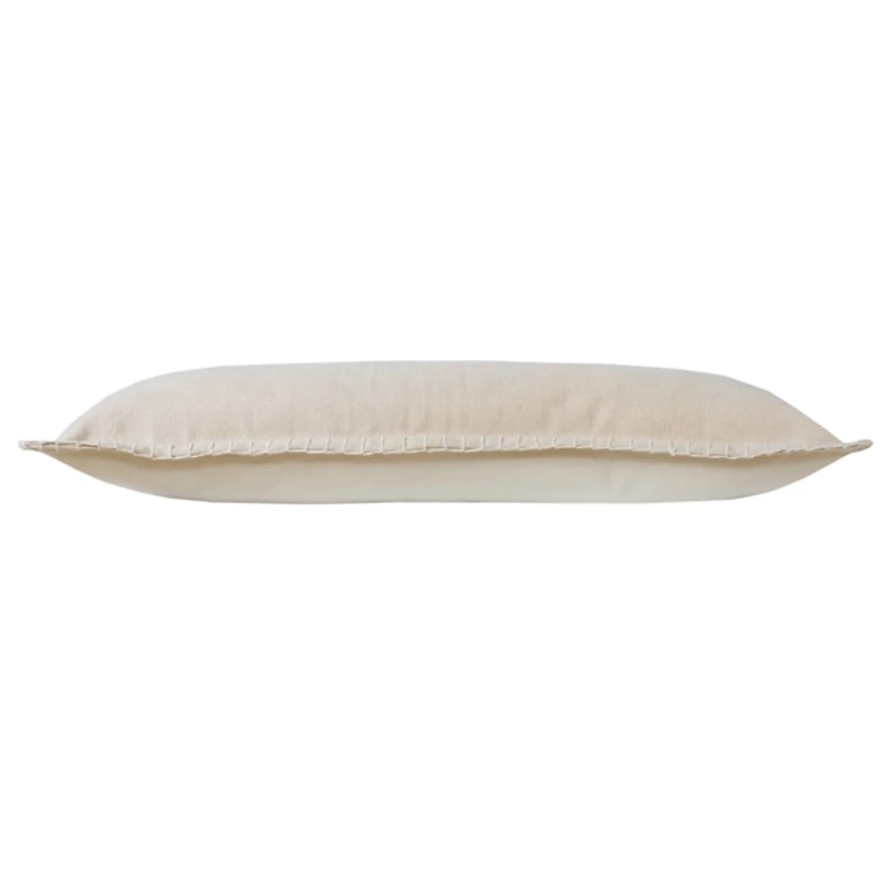 Beige Embroidered Edge Lumbar Pillow