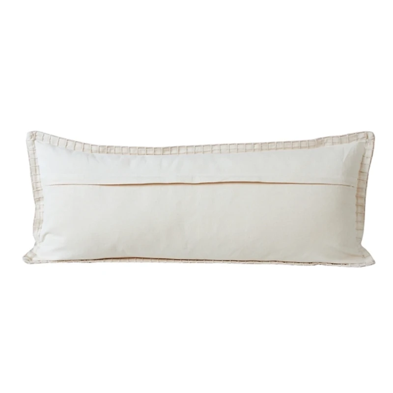 Beige Embroidered Edge Lumbar Pillow