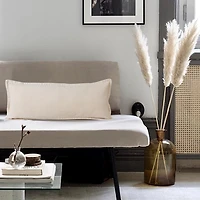 Beige Embroidered Edge Lumbar Pillow