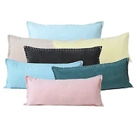 Beige Embroidered Edge Lumbar Pillow