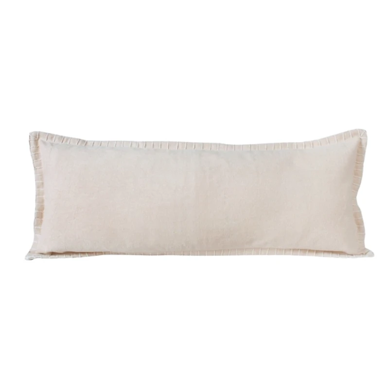 Beige Embroidered Edge Lumbar Pillow
