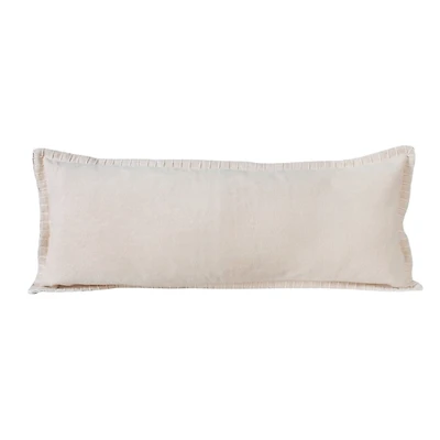 Beige Embroidered Edge Lumbar Pillow