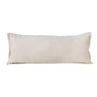 Beige Embroidered Edge Lumbar Pillow